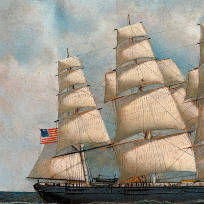 American Clipper Ship at Sea by Antonio Jacobsen, Signed and Dated 1917