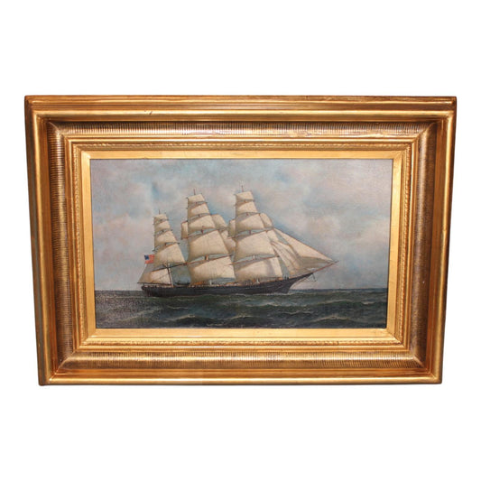 American Clipper Ship at Sea by Antonio Jacobsen, Signed and Dated 1917