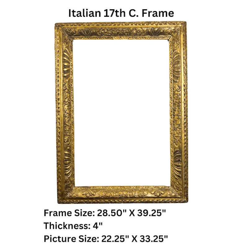 Italian 17th Century Antique Gilt Frame - Measurements Detail