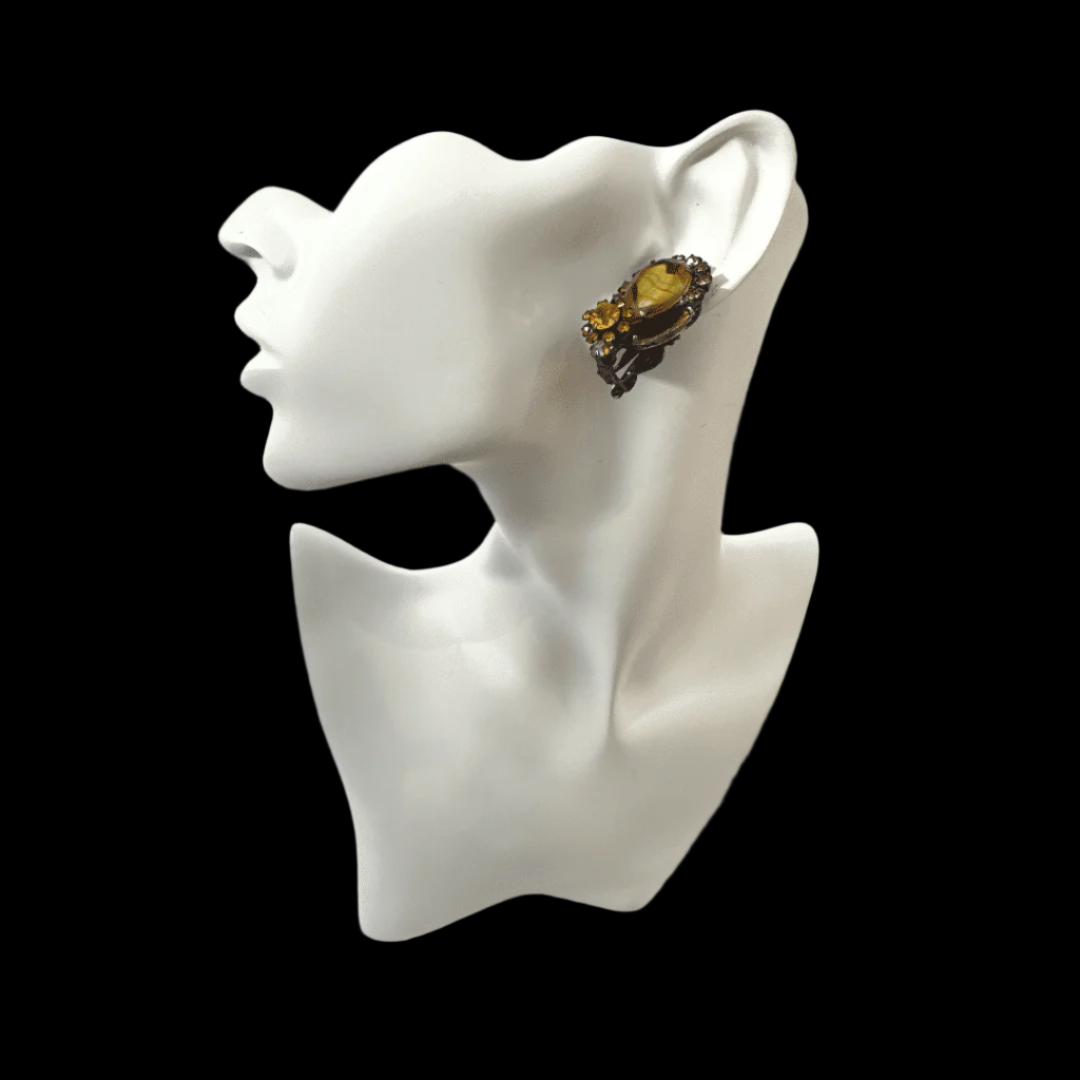 Julianna Line Vintage glass earrings - single earring detail - on mannequin