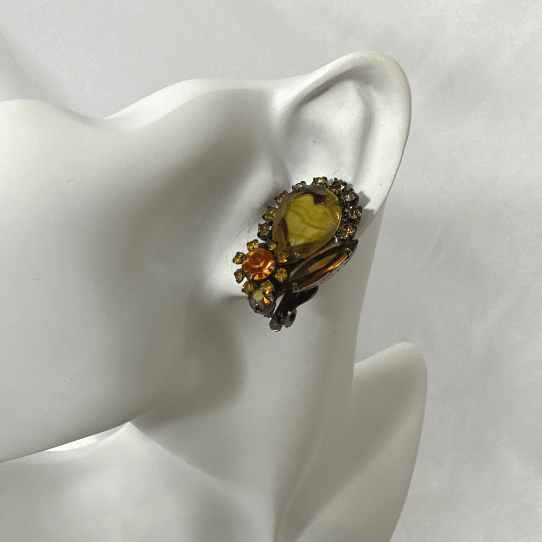 Julianna Line Vintage glass earrings - single earring detail - on white mannequin