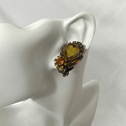 Julianna Line Vintage glass earrings - single earring detail - on white mannequin