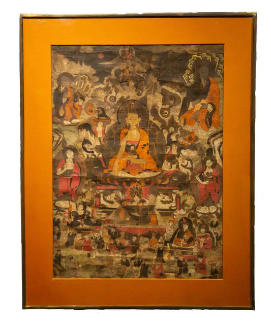 Tibetan Thangka Buddha with Attendants