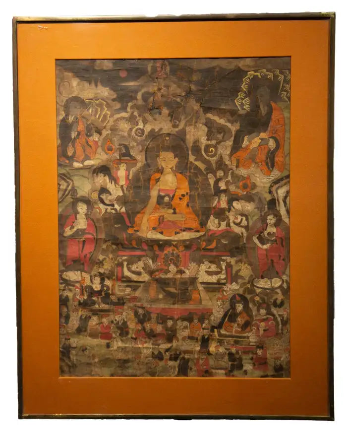 Tibetan Thangka Buddha with Attendants