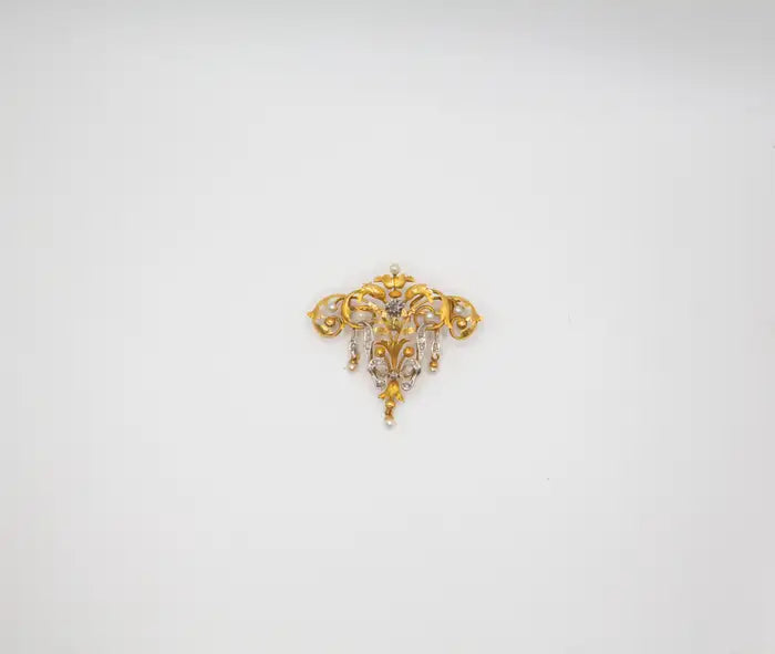 Antique 18k Yellow Gold Art Nouveau Brooch Circa 1900