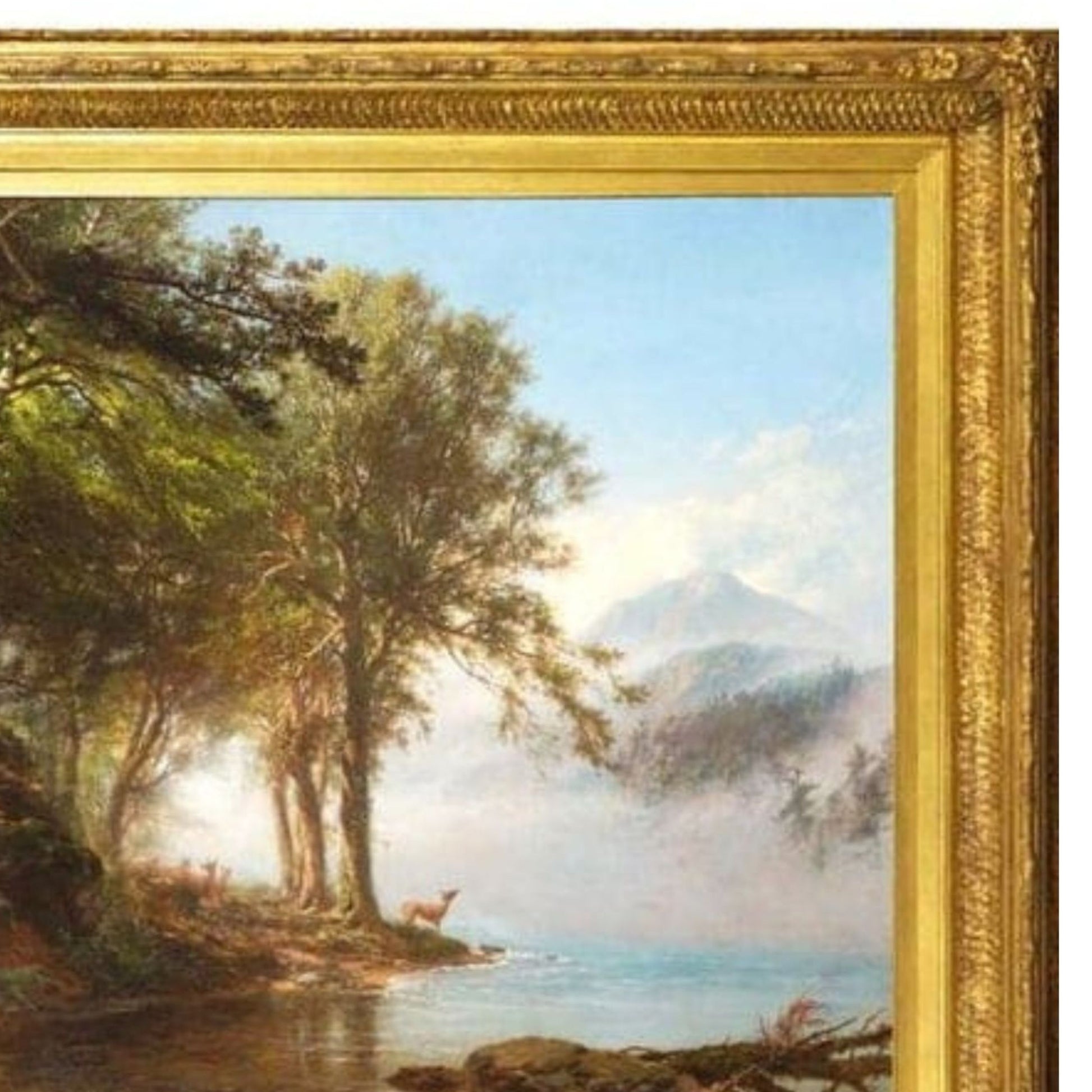 "Morning in the Adirondacks" by James McDougal Hart - Frame Detail, Top Right