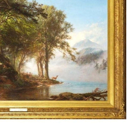 "Morning in the Adirondacks" by James McDougal Hart - Frame Detail, Lower Right