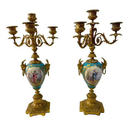 Pair of 19th-Century French Sevres Style Candelabra