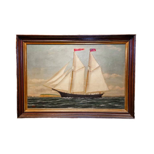 "Portrait of Schooner G. F. Hathaway" by William Pierce Stubbs - Full Image with Frame