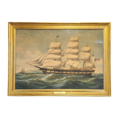 "Portrait of the Ship Agnes" by Duncan McFarlane, with antique Frame