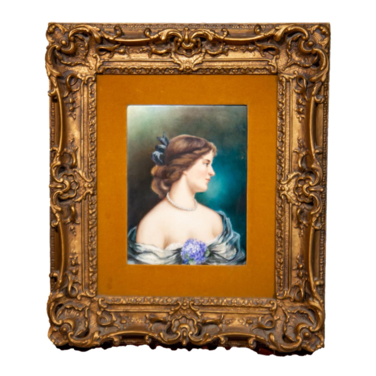 "Portrait of a Beautiful Young Lady" KPM Porcelain Plate - Full Image with Frame