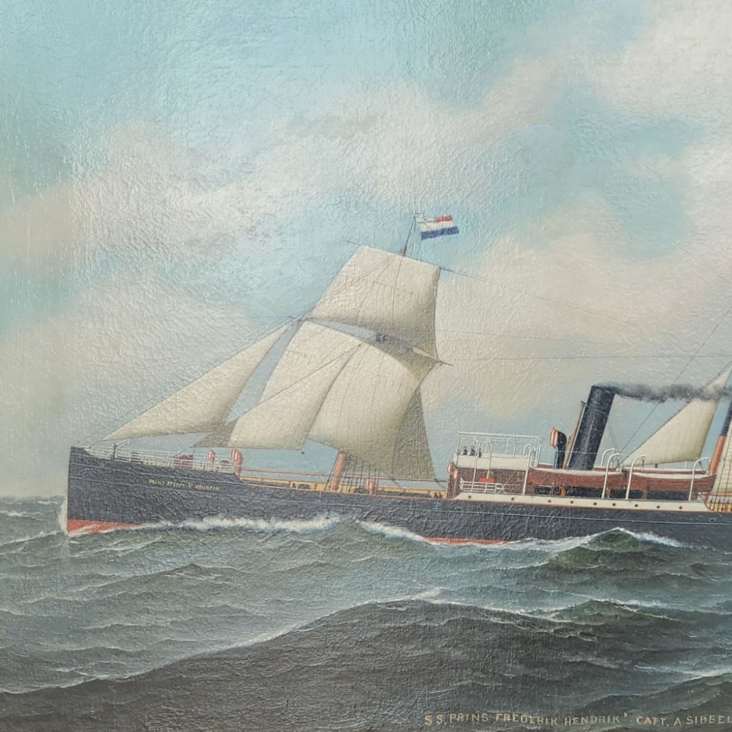 Portrait of the Steam/Sail Ship The Prins Frederik Hendrik