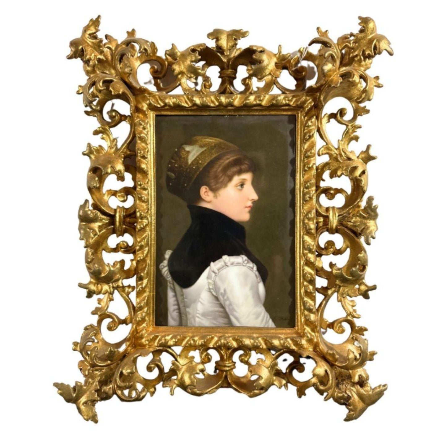 "Proper Woman" KPM Porcelain Plaque - Complete with Frame