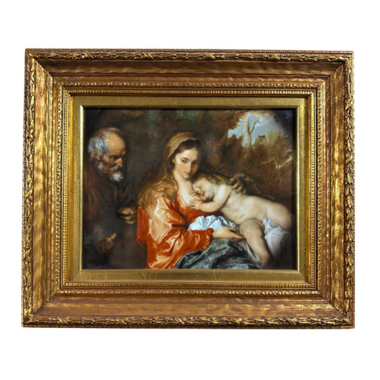 "Rest of the Holy Family During the Flight into Egypt" KPM Porcelain Plaque - Complete with Frame