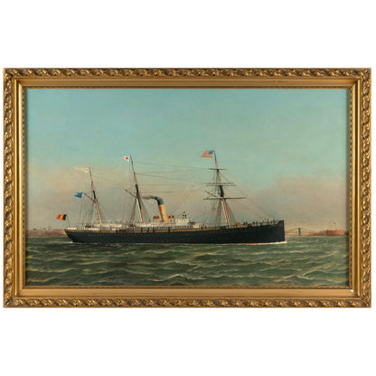 Portrait of the Screw-Steamer Pennland in New York Harbor