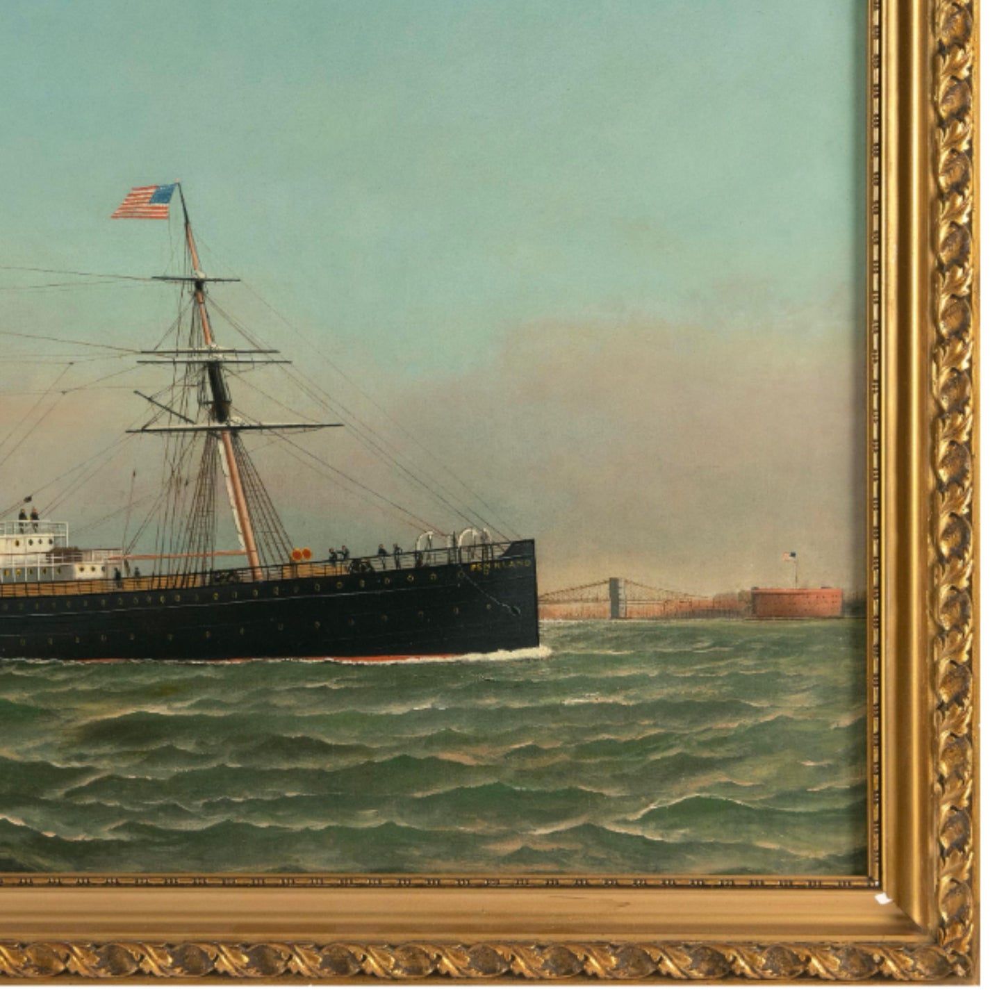 Portrait of the Screw-Steamer Pennland in New York Harbor