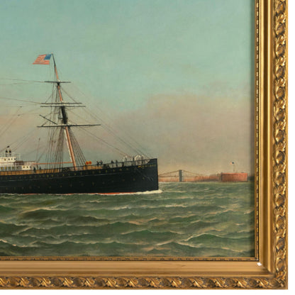 Portrait of the Screw-Steamer Pennland in New York Harbor