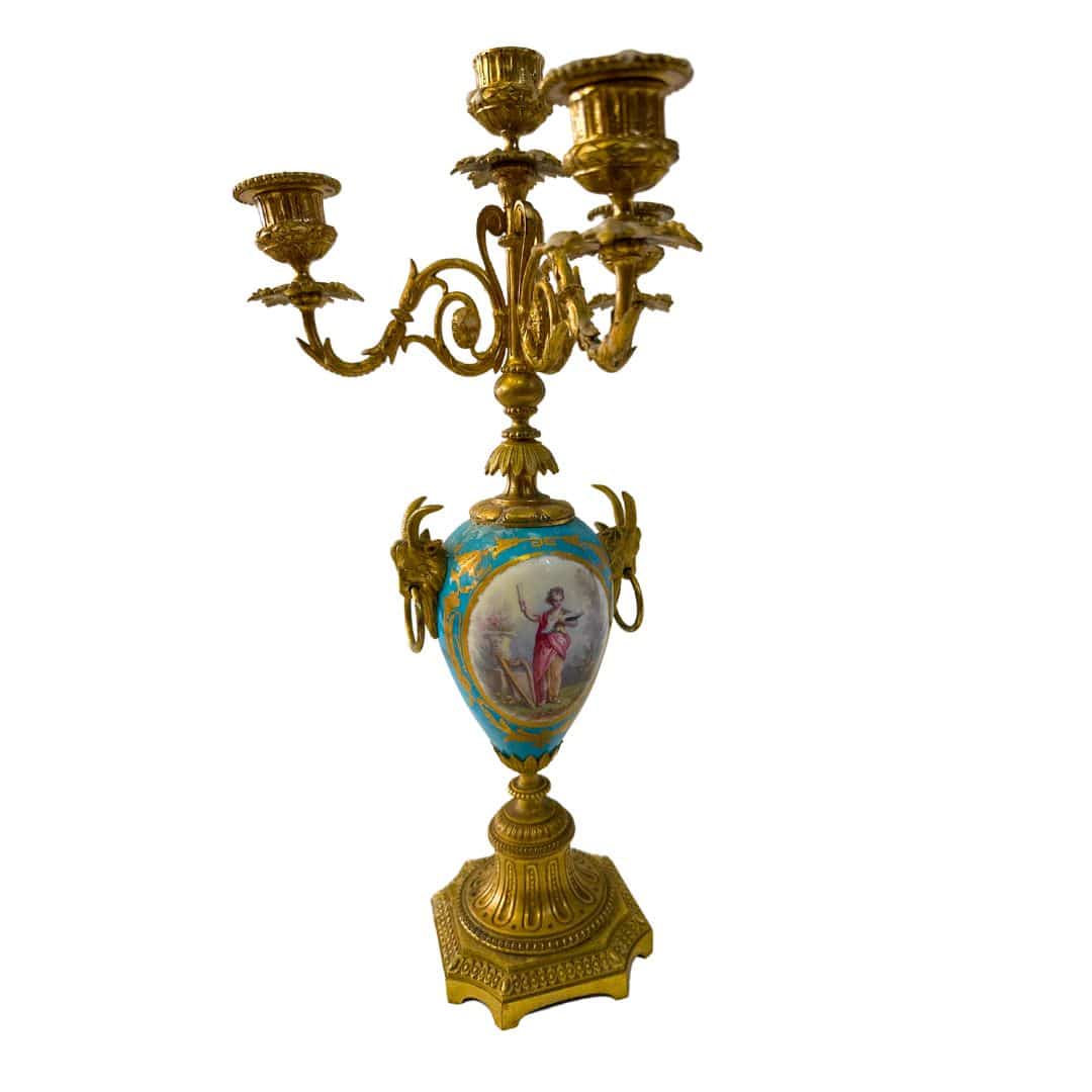 Single 19th-Century French Sevres Style Candelabra