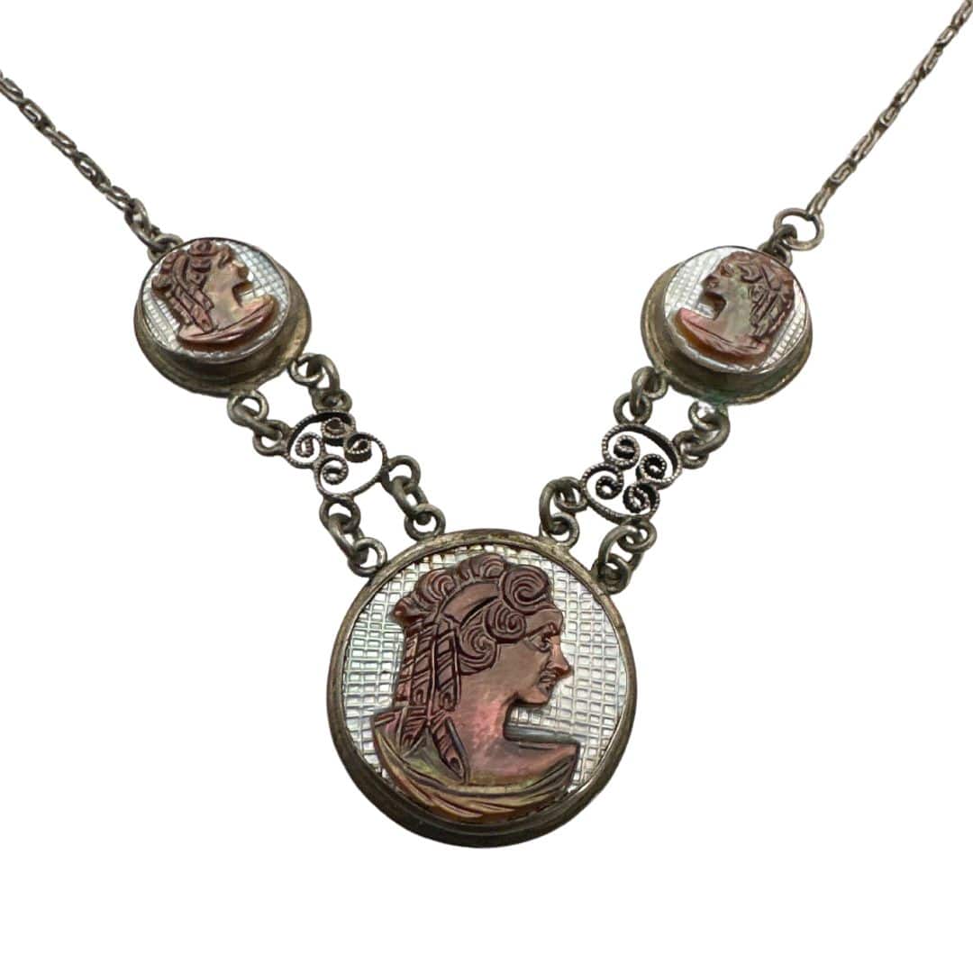 Sterling Silver Artemis Necklace Cameo Detail