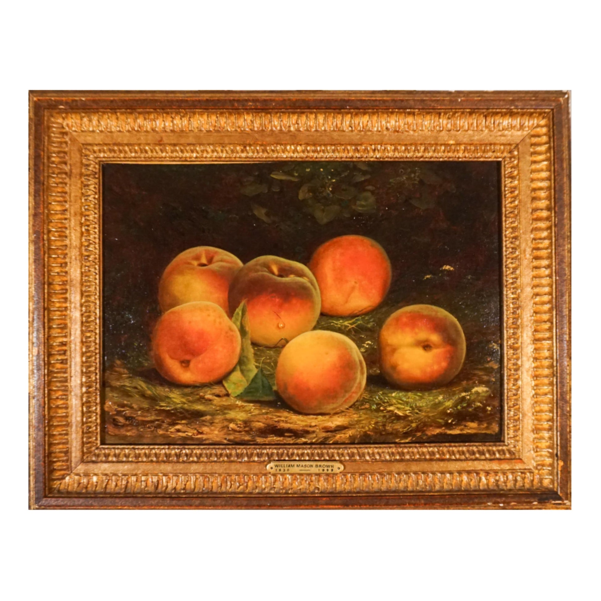 "Still Life with Peaches" by William Mason Brown - Full image with Frame