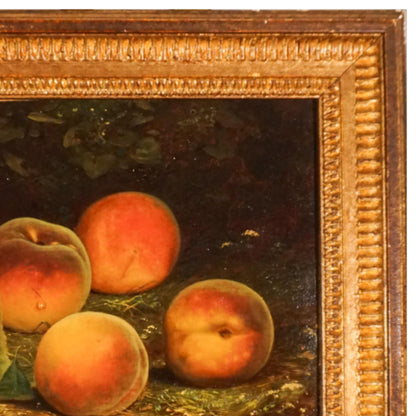 "Still Life with Peaches" by William Mason Brown - Frame Detail, Top Right