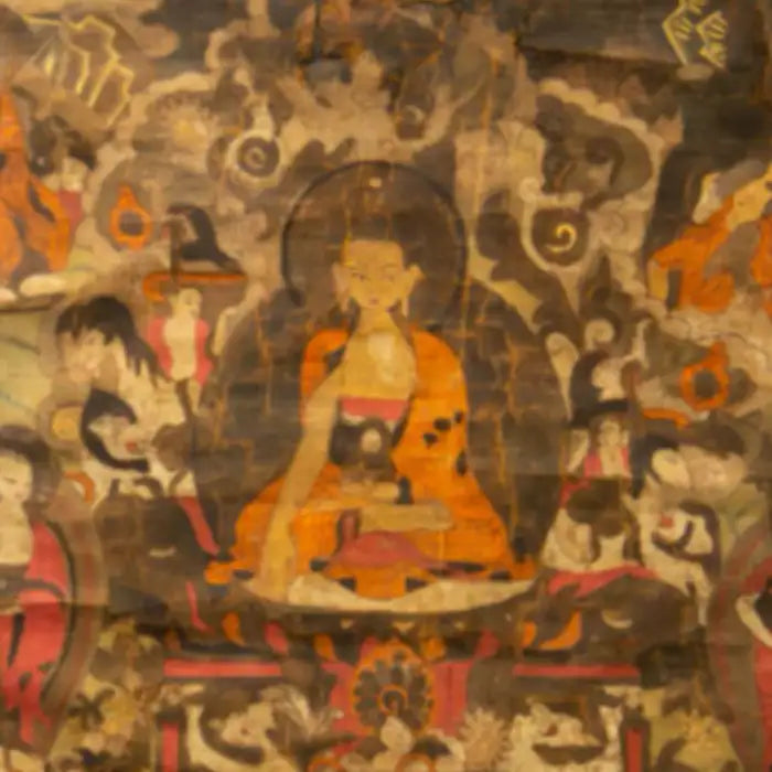 Tibetan Thangka Buddha with Attendants