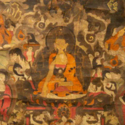 Tibetan Thangka Buddha with Attendants