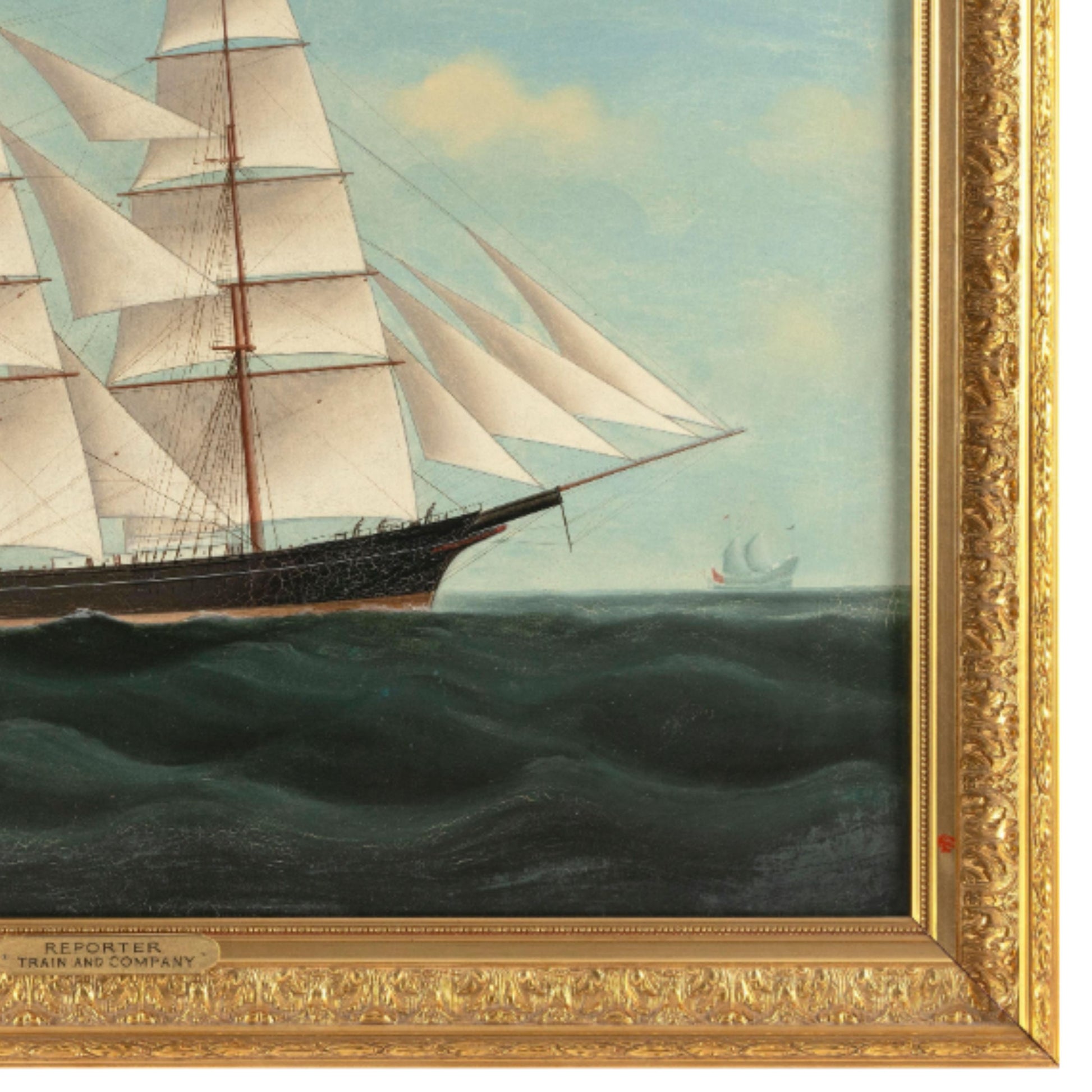 "The Clipper Ship Reporter" by Hin Qua - Frame Detail, Lower Right