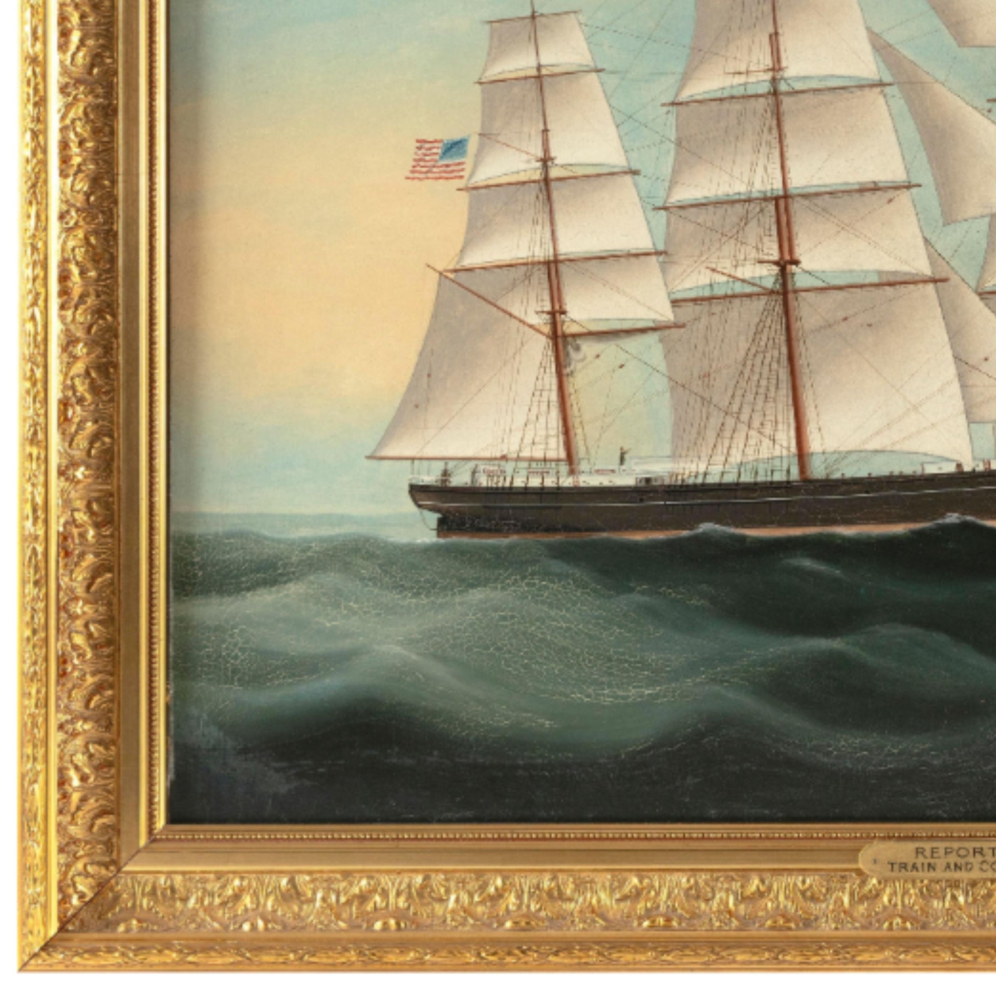 "The Clipper Ship Reporter" by Hin Qua - Frame Detail, Lower Left