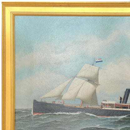 Portrait of the Steam/Sail Ship The Prins Frederik Hendrik