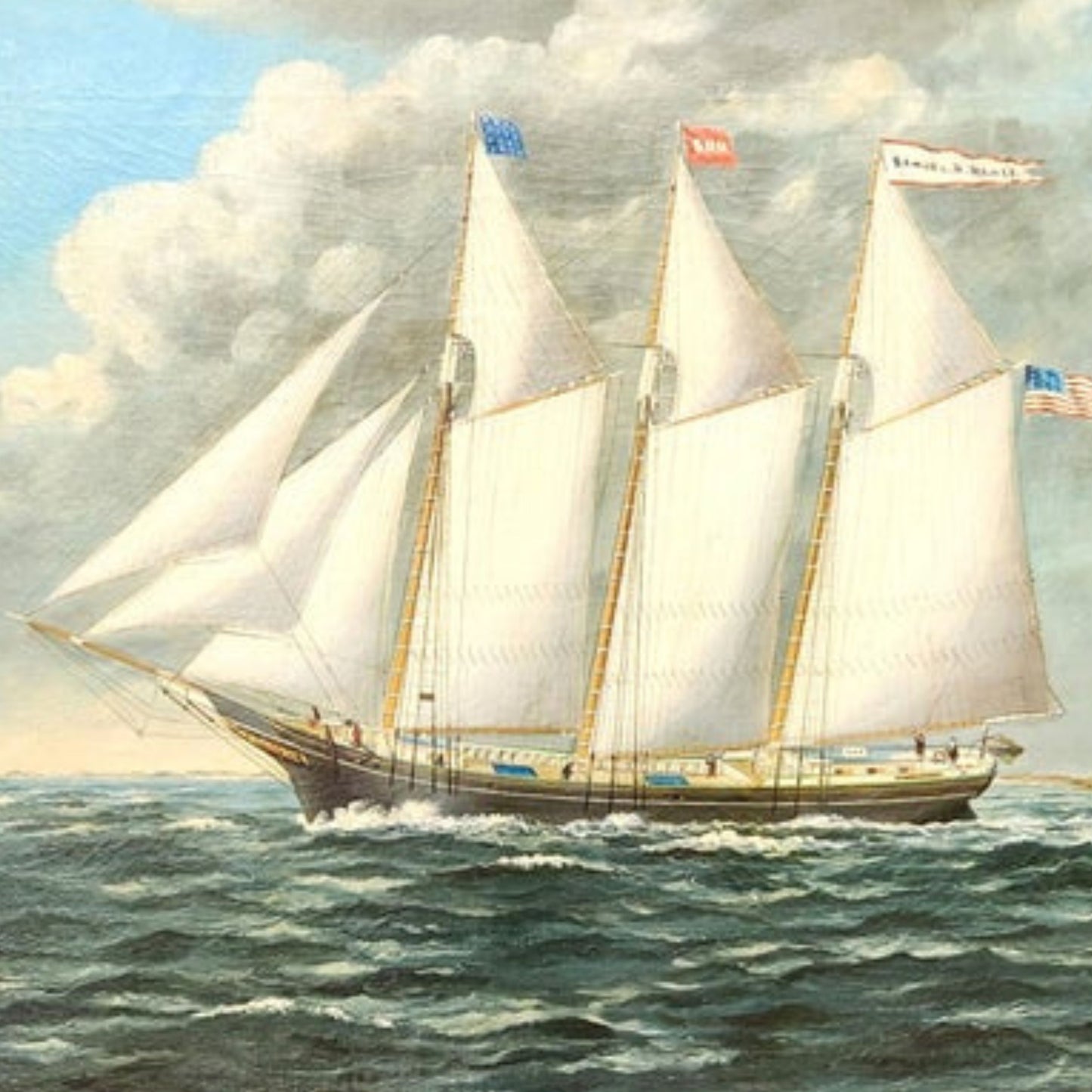 "The Three-Masted Schooner Samuel H. Hawes" by William Pierce Stubbs, subject detail