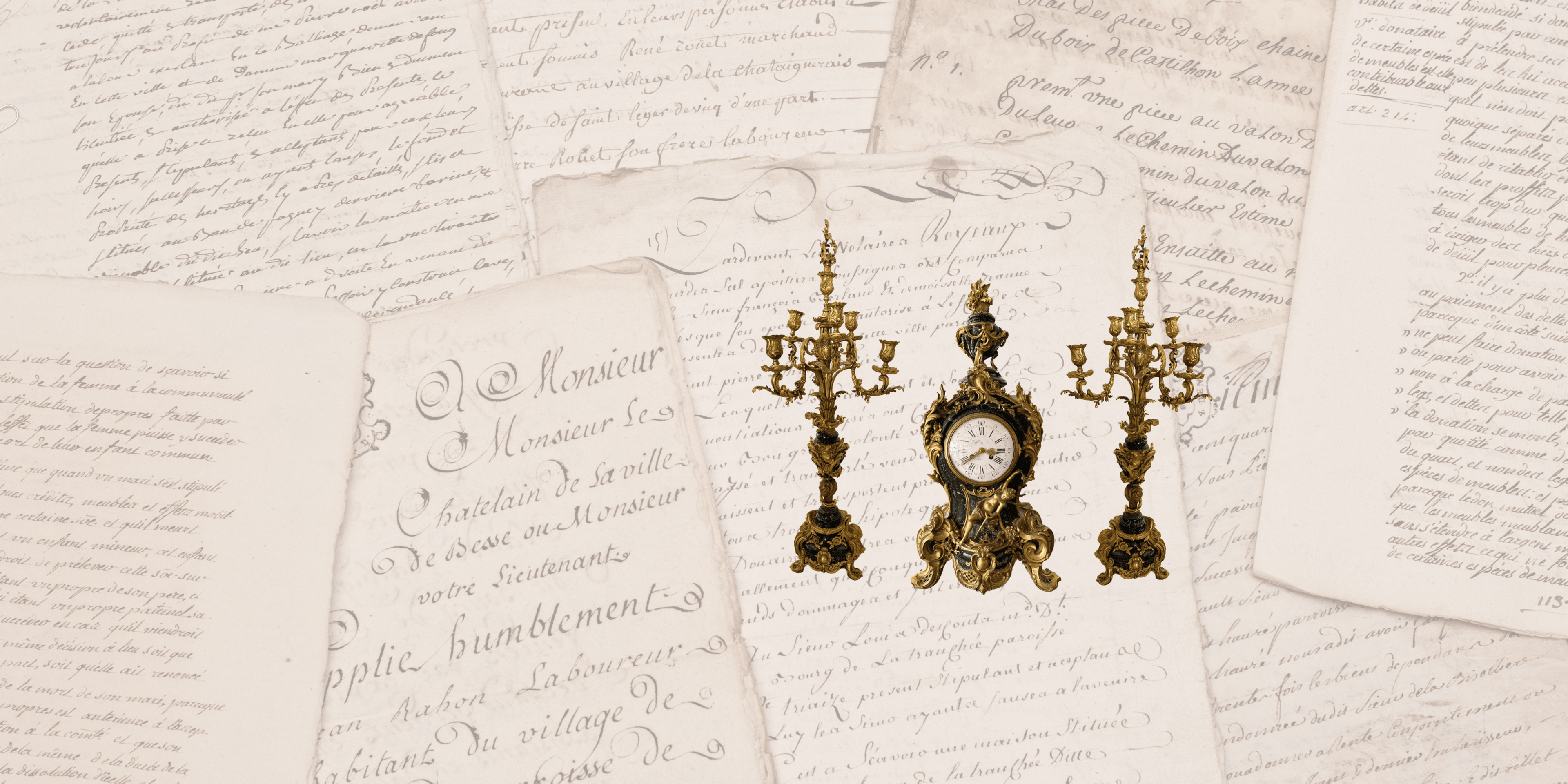 Tiffany and Company Antique Clock and Candelabra set _ hero Banner