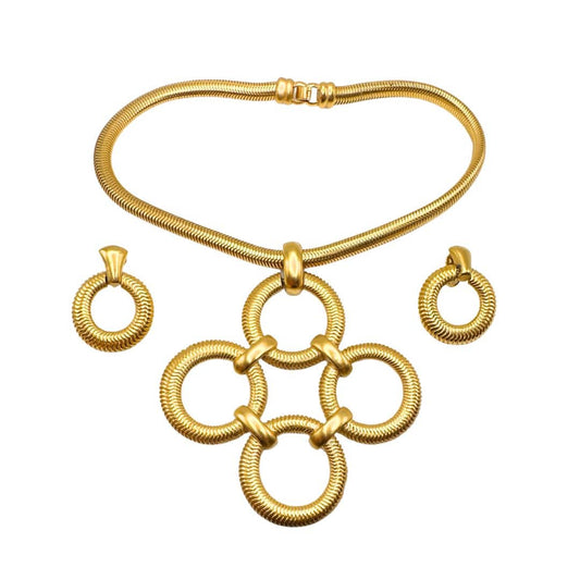 Trifari Art Deco Jewelry Set - Necklace and Earrings