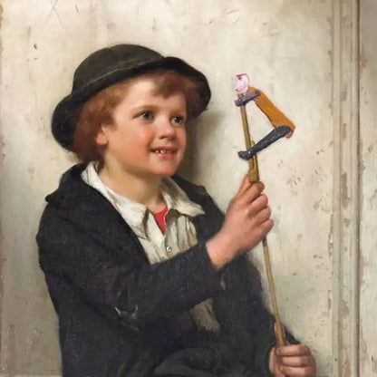 "A Short Break from Work" Oil On Canvas / Board By John George Brown