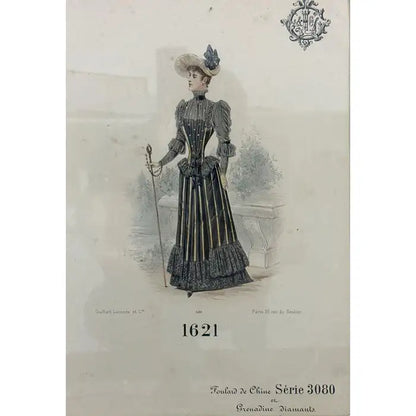 Gaillard, Lecomte, and Cie - Parisian Fashion Trade Hand Painted Catalogue Print Circa 1900