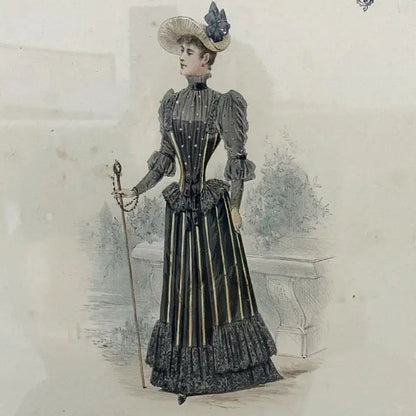 Gaillard, Lecomte, and Cie - Parisian Fashion Trade Hand Painted Catalogue Print Circa 1900