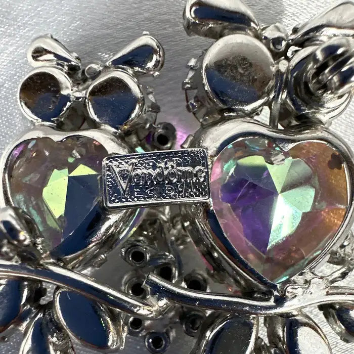 Signed Vendome Vintage Multi Color Glass Owl Brooch