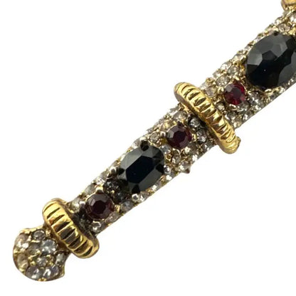 Unsigned KJL Sword Brooch Pin Vintage Red and Black & Stone Sword Brooch Pin