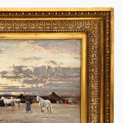 "Arab Camp at Desert" by Victor Huguet, Frame Detail - Upper Right