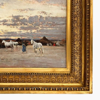 "Arab Camp at Desert" by Victor Huguet, Frame Detail - Lower Right