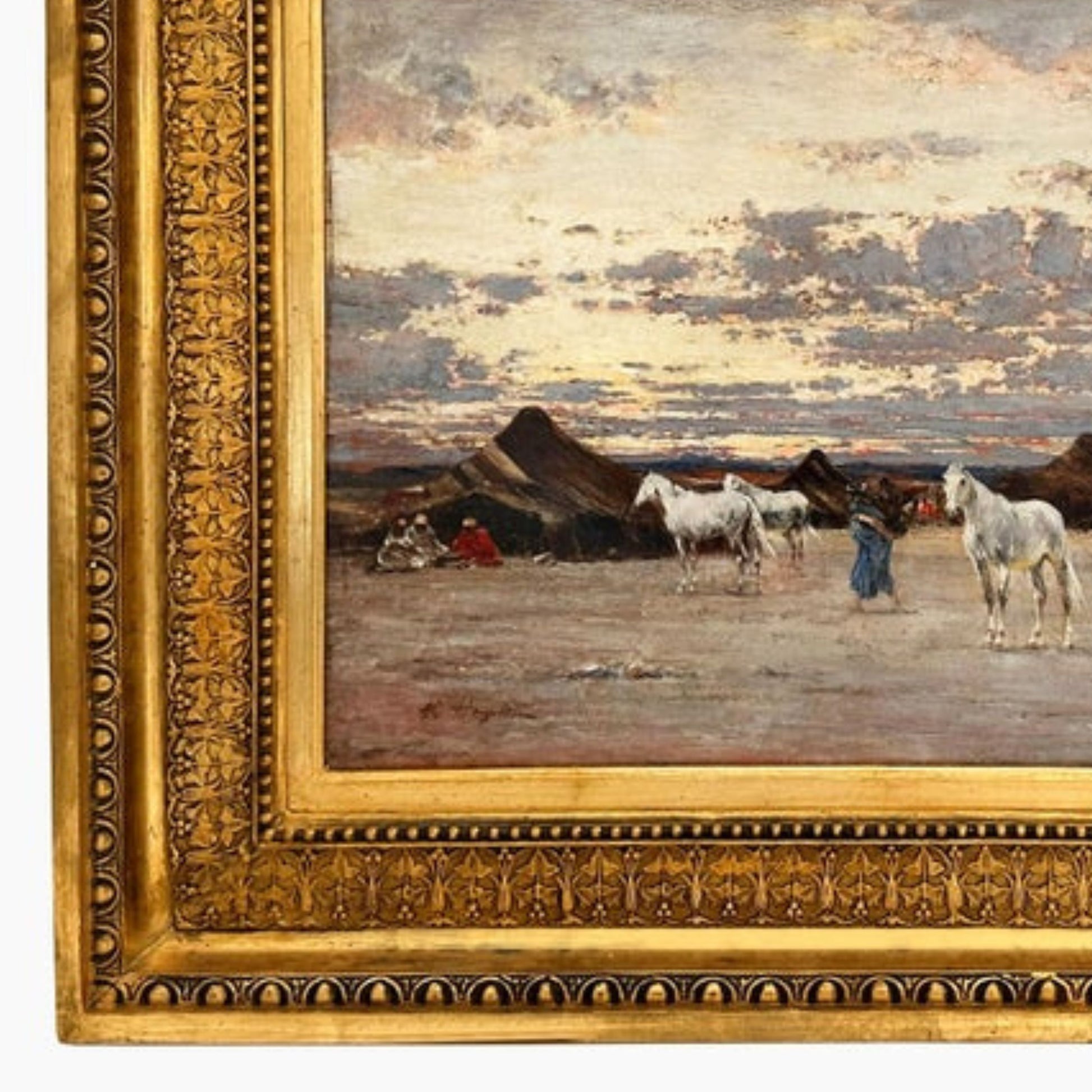 "Arab Camp at Desert" by Victor Huguet, Frame Detail - Lower Left