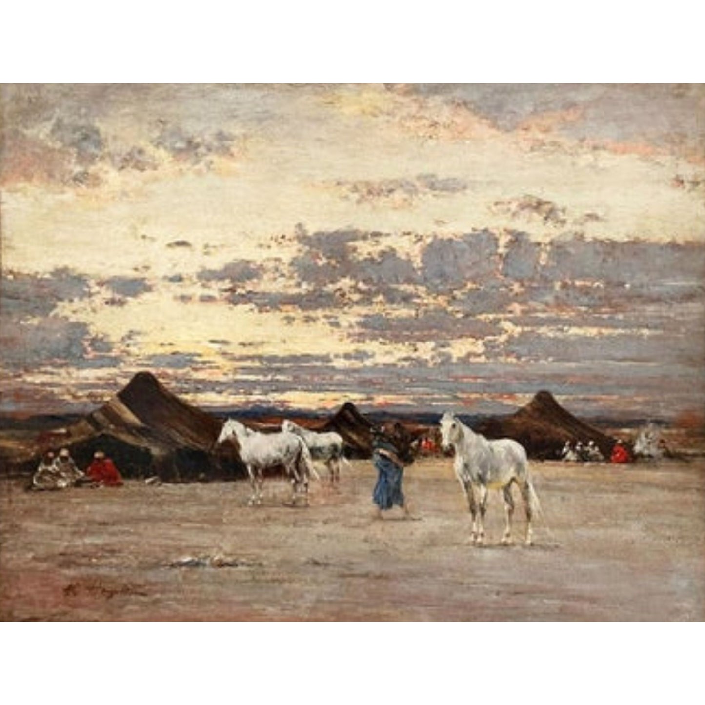 "Arab Camp at Desert" by Victor Huguet, composition detail