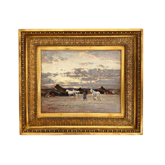 'Arab Camp at Desert' by Victor Pierre Huguet - with frame