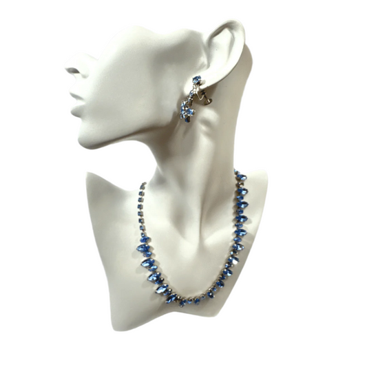 Vintage Light Blue Rhinestone Jewelry Set