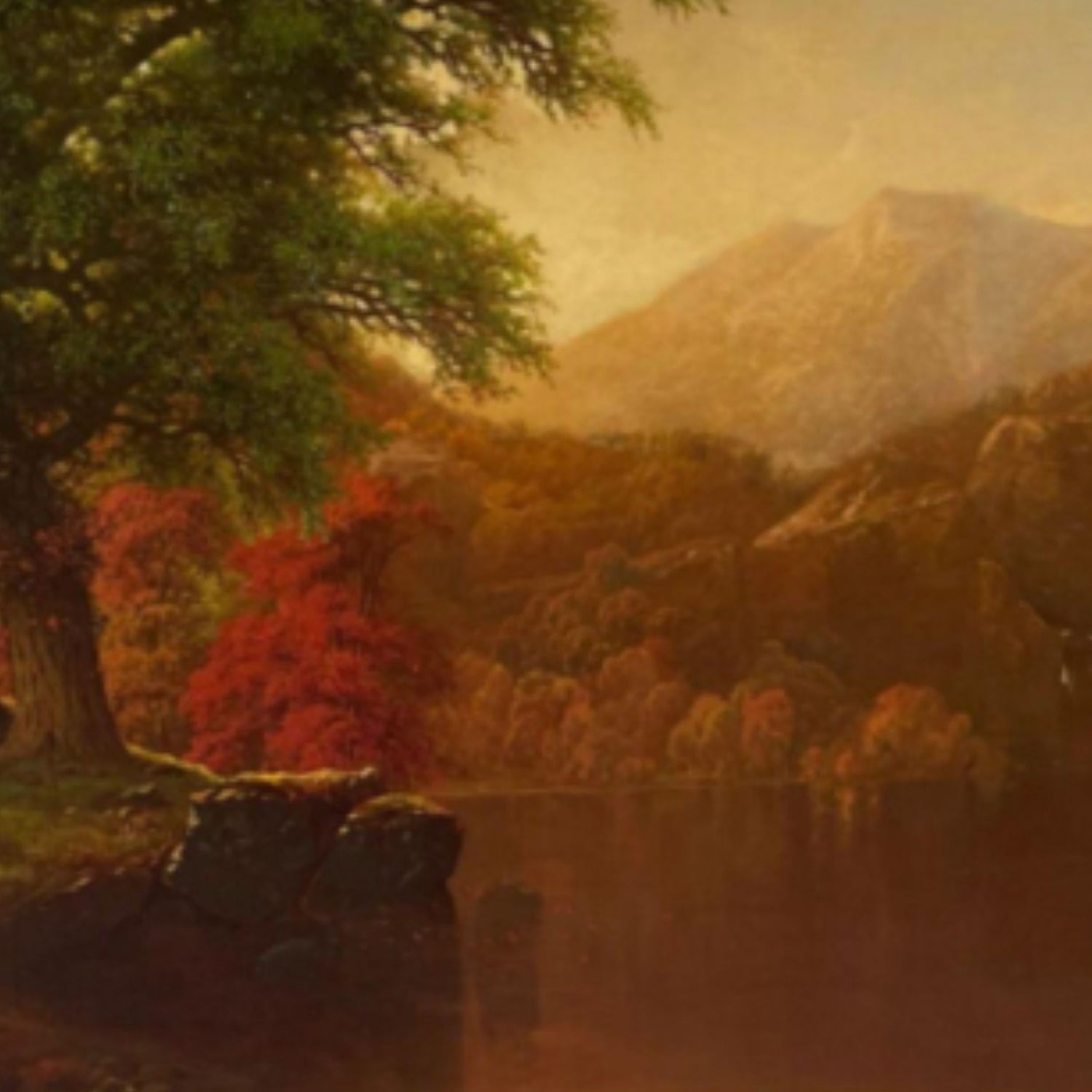 "Autumn Scene with Lake" by William Mason Brown - Subject Detail