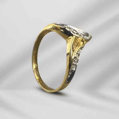 Size 6 14K Yellow Gold Heart Ring with White Gold Accent and Tiny Diamonds for Women image 3