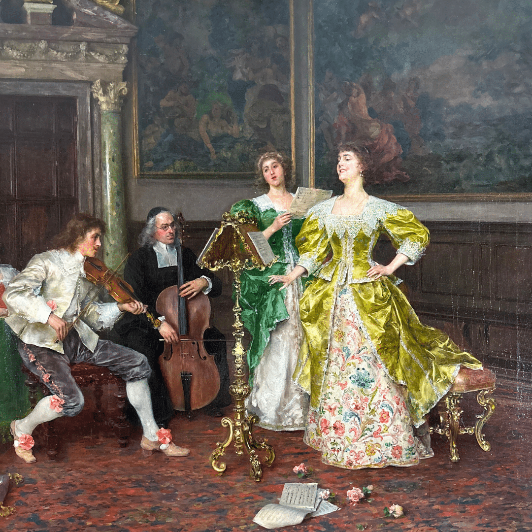 “Music in the Parlor” Frederico Andreotti, Oil on Canvas, 30" x 40” Signed image 4