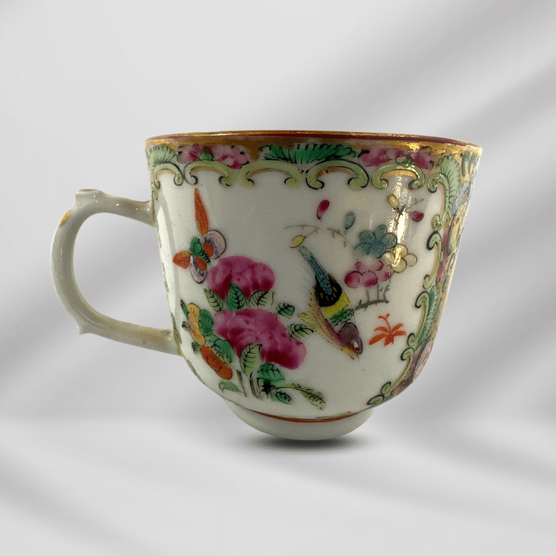 Antique Rose Medallion Chinese Hand Painting Porcelain Tea , Coffee Cup image 1