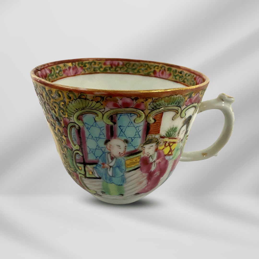 Antique Art Hand Painting Rose Medallion Chinese Porcelain Coffee Tea Cup image 0