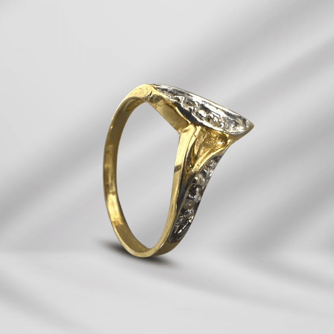 Size 6 14K Yellow Gold Heart Ring with White Gold Accent and Tiny Diamonds for Women image 5